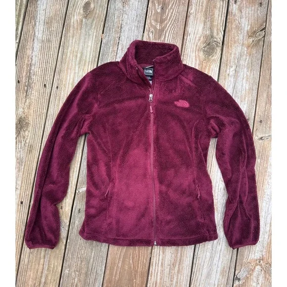 The North Face Womens Fleece Jacket Burgundy Full Zip Long Sleeve Size S - Picture 2 of 4